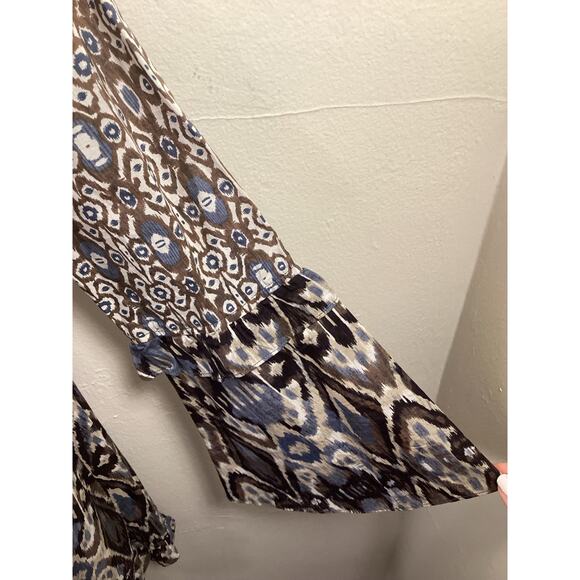 Sanctuary 100% Cotton Boho Tribal Print Flare Long Sleeve Short Empire Dress S - Picture 4 of 10